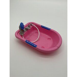 Plastic Pink Toy Bathtub With Shower Attachment For Dolls By Greenbrier